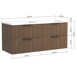 Wastafel Rothbury Canello eikenhouten look - Wit - Breedte: 120 cm