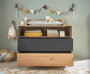 Verschoningscommode Lareille Artisan eikenhouten look/antracietkleurig