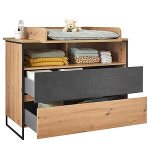 Verschoningscommode Lareille Artisan eikenhouten look/antracietkleurig