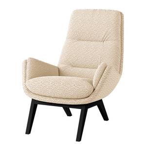 Fauteuil GARBO met houten pootjes Bouclé Stof Bony: Beige - Zwart