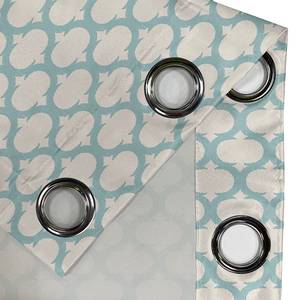Gordijn met ringen Moroccan Tile 2 stuk polyester - crèmekleurig/petrol - Hoogte: 245 cm