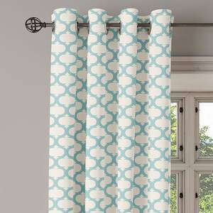 Gordijn met ringen Moroccan Tile 2 stuk polyester - crèmekleurig/petrol - Hoogte: 245 cm