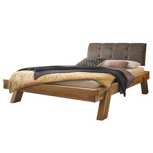 Houten bed Byvallen massief eikenhout/kunstleer - 140 x 200cm