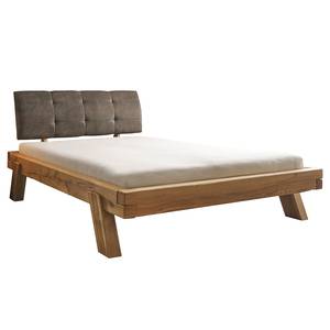 Houten bed Byvallen massief eikenhout/kunstleer - 140 x 200cm