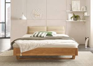 Houten bed Falotta kunstleer - beige - Vurenhout - 180 x 200cm