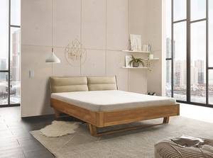 Houten bed Falotta kunstleer - beige - Vurenhout - 180 x 200cm