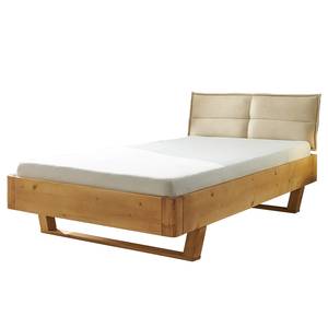 Letto in legno massello Falotta Similpelle - Beige - Quercia - 140 x 200cm