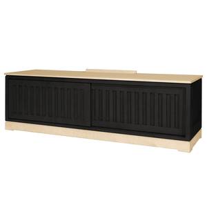 TV-Lowboard Casares Geriffelt Pinie Massiv - Schwarz / Pinie Creme - Breite: 166 cm