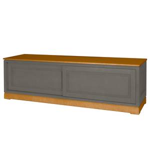 Meuble TV Casares lisse avec  insert Pin massif - Gris/Pin marron - Largeur : 166 cm