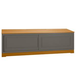 Meuble TV Casares lisse Pin massif - Gris/Pin marron - Largeur : 166 cm