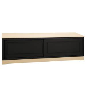 Meuble TV Casares lisse Pin massif - Noir / Pin crème - Largeur : 166 cm