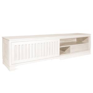 Meuble TV Casares cannelé Pin massif - Pin blanc - Largeur : 206 cm