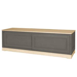 Meuble TV Casares lisse Pin massif - Gris/Pin crème - Largeur : 166 cm