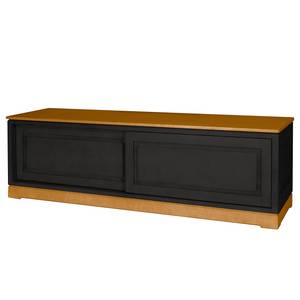 Meuble TV Casares lisse avec  insert Pin massif - Noir/Pin marron - Largeur : 166 cm