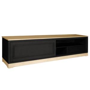 Meuble TV Casares lisse Pin massif - Noir / Pin crème - Largeur : 206 cm