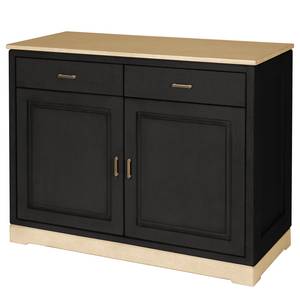 Commode Casares lisse Pin massif - Noir / Pin crème