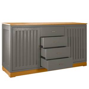 Sideboard Casares Geriffelt Typ A Pinie Massiv - Grau / Pinie Braun