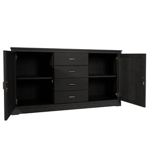 Dressoir Casares geribbeld type A massief pijnboomhout - Zwart