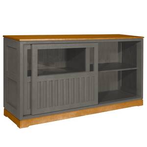 Dressoir Casares geribbeld type B massief pijnboomhout - Grijs / Pijnboomhout bruin