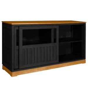 Dressoir Casares geribbeld type B massief pijnboomhout - Zwart / Pijnboomhout bruin