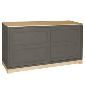 Sideboard Casares Geriffelt Typ E Pinie Massiv - Grau / Pinie Creme