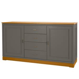 Dressoir Casares glad type A massief pijnboomhout - Zwart/crèmekleurig pijnboomhout