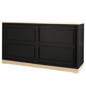 Dressoir Casares geribbeld type E massief pijnboomhout - Zwart/crèmekleurig pijnboomhout