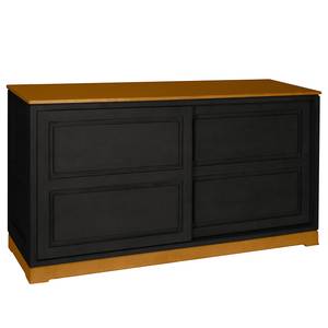 Sideboard Casares Geriffelt Typ E Pinie Massiv - Schwarz / Pinie Braun