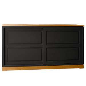 Sideboard Casares Geriffelt Typ E Pinie Massiv - Schwarz / Pinie Braun