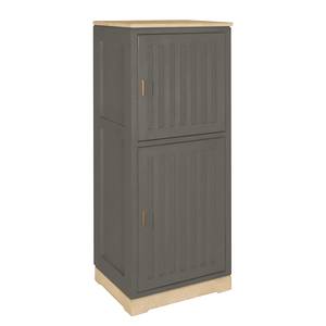 Highboard Casares Geriffelt Pinie Massiv - Grau / Pinie Creme - 2 Türen - Türanschlag rechts - Ohne