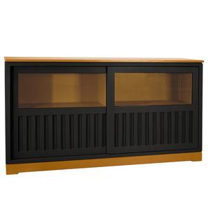 Sideboard Casares Geriffelt Typ C Pinie Massiv - Schwarz / Pinie Braun