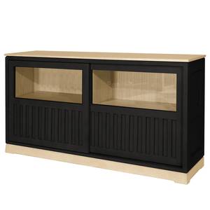 Sideboard Casares Geriffelt Typ C Pinie Massiv - Schwarz / Pinie Creme