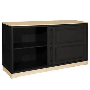 Sideboard Casares Geriffelt Typ D Pinie Massiv - Schwarz / Pinie Creme