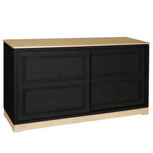 Sideboard Casares Geriffelt Typ D Pinie Massiv - Schwarz / Pinie Creme