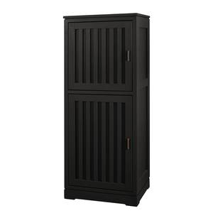 Highboard Casares Geriffelt Pinie Massiv - Schwarz - 2 Türen - Türanschlag links - Ohne