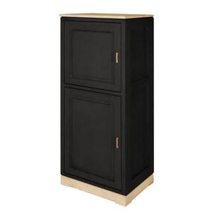 Buffet haut Casares lisse Pin massif - Noir / Pin crème - 2 porte - Butoir à gauche - Sans