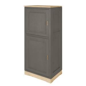 Highboard Casares Glatt Pinie Massiv - Grau / Pinie Creme - 2 Türen - Türanschlag links - Ohne