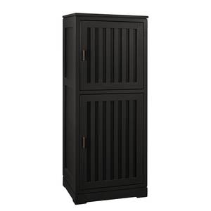 Highboard Casares Geriffelt Pinie Massiv - Schwarz - 2 Türen - Türanschlag rechts - Ohne