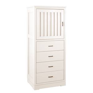 Highboard Casares Geriffelt Pinie Massiv - Pinie Weiß - 1 Tür - Türanschlag links - 4