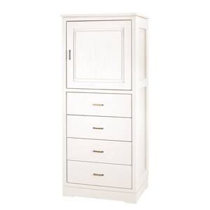 Highboard Casares Glatt Pinie Massiv - Pinie Weiß - 1 Tür - Türanschlag rechts - 4