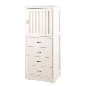 Highboard Casares Geriffelt Pinie Massiv - Pinie Weiß - 1 Tür - Türanschlag rechts - 4