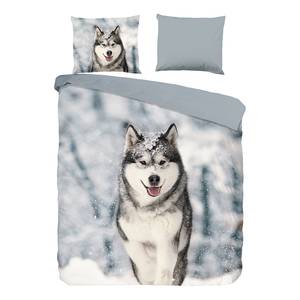 Biber-Bettwäsche Husky Baumwolle - Grau - 200 x 200 cm + 2 Kissen 70 x 60 cm