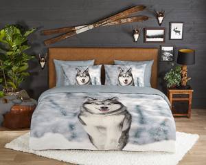 Biber-Bettwäsche Husky Baumwolle - Grau - 200 x 200 cm + 2 Kissen 70 x 60 cm