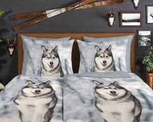 Parure en flanelle de coton Husky Coton - Gris - 135 x 200 cm + oreiller 80 x 80 cm