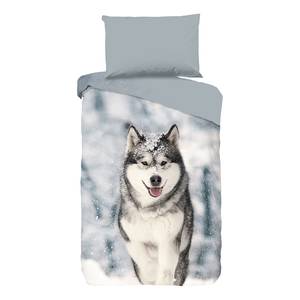 Bevertien beddengoed Husky katoen - grijs - 140x200cm + kussen 90x70cm