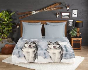 Bevertien beddengoed Husky katoen - grijs - 140x200cm + kussen 90x70cm