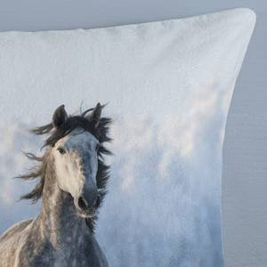 Bevertien beddengoed Snowhorses katoen - grijs - 140x200/220cm + kussen 70x60cm