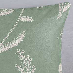 Parure en flanelle de coton Herbs Coton - Vert - 140 x 200/220 cm + oreiller 70 x 60 cm