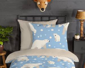 Copripiumino e federa Polar Bear Cotone - Azzurro / Beige - 140 x 200 cm + cuscino 90 x 70 cm