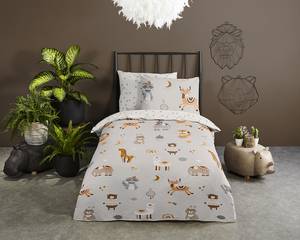 Parure de lit en coton renforcé Woody Coton - Gris - 140 x 200/220 cm + oreiller 70 x 60 cm